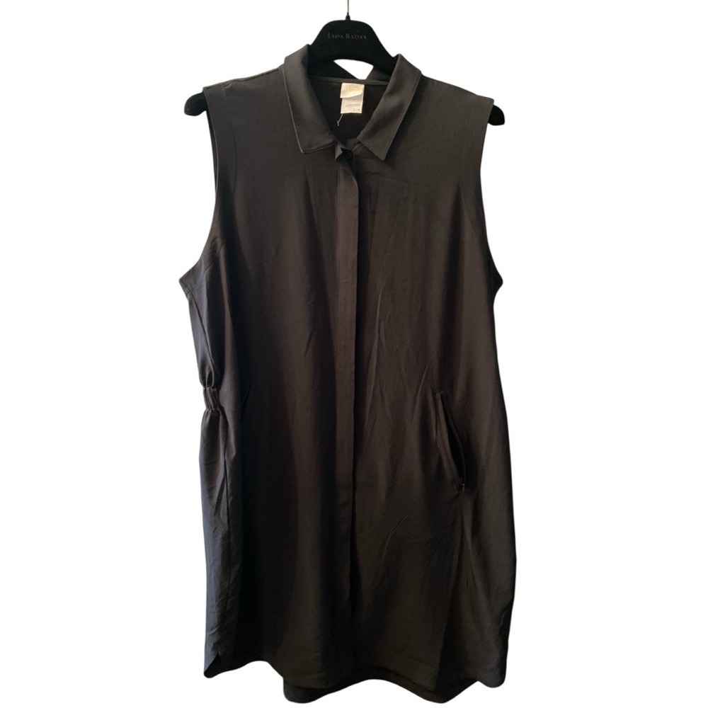 Lole Olivie Black Collared Sleeveless Shirt Dress Size XL NWOT